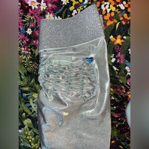 Cute Booty Lounge Silver Metallic Luxury Gummy Leggings Size L
